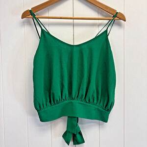 Cashew Womens Clubwear Keyhole Back Chiffon‎ Cropped Top Size M Kelly Green Sexy